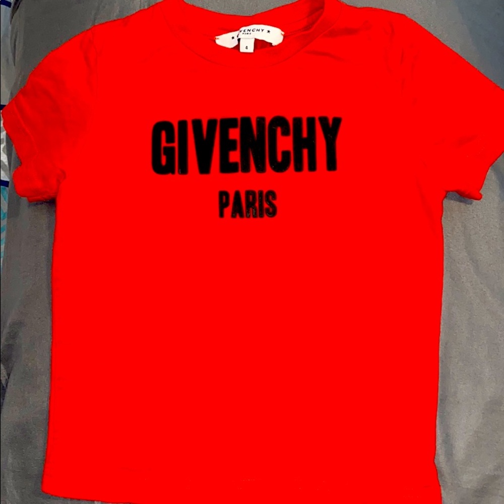 Red stretch cotton logo print t shirt
